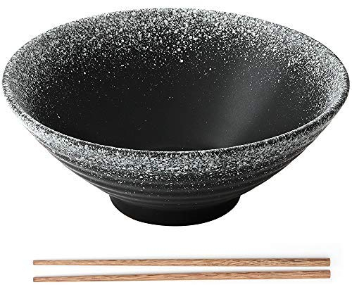 MUXUE Bol De Ramen en Céramique Japonaise, Bols à Soupe Créatifs avec Baguettes, Grand Bol De Nouilles Vintage 900ml, Ramenbowls De Personnalité pour Les Céréales, Pâtes, Nouilles, Apéritif, Etc.
