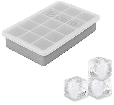 Tovolo Perfect Cube Ice Tray with Lid (Charcoal) -Stackable & Reusable Silicone Molds for Whiskey, Cocktails, 1 Pack, Oyster Gray