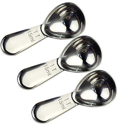 CoaGu Coffee Scoop Short Handle 18/8 Corrosion Resistance Tablespoon 15ml FDA Measuring Spoons for Baking or Coffee Measuring (3x15ml)