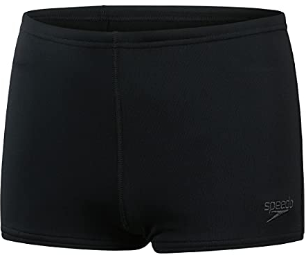 Speedo Jungen ECO Endurance+ Aquashort Badehose | Chlorbeständig | Schnelltrocknend | Stretchmaterial | Recyclingmaterial | Bequeme Passform Schwimmbekleidung, Schwarz, 7-8