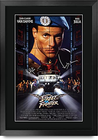 HWC Trading FR A3 Street Fighter Jean‑Claude Van Damme Geschenke Geduckter Poster Signiertes Autogramm Foto für Fans von Film Memorabilien - A3 Framed