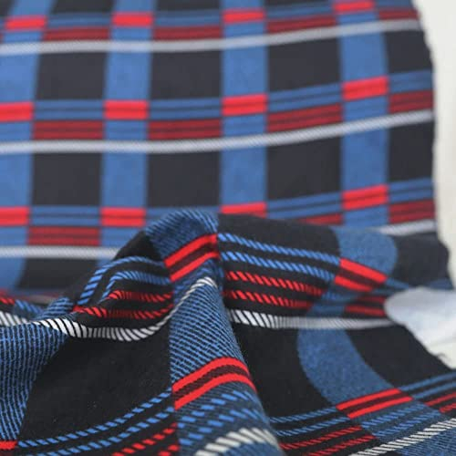 TOLKO 50cm Baumwollstoffe Meterware | karierter Flanell Winter Stoff Schottenkaro | Bekleidung Holzfällerhemd Schlafanzug Vorhang | Weich warm angerauht 150cm breit zum Nähen/Dekorieren (Blau Rot)