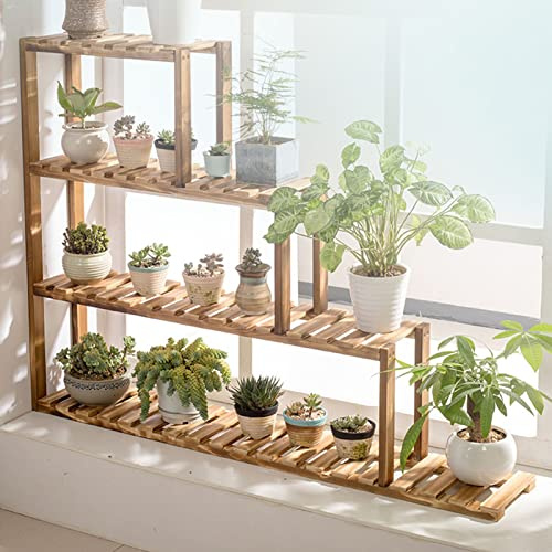 WYFZT Hölzerne hohe Pflanzenständer für Fensterbrett | Pflanzenregal Blumenständer Blumenregal Blumentreppe Blumenbank Fensterbank für Innenraum-Außenbalkongarten, Lange 100 cm (Size : 100x20x90cm)