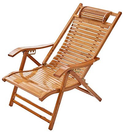 ZXFDMSWJ Tragbarer Klappstuhl aus Holz für den Innen- und Außenbereich Bambus-Lounge-Stühle mit Verstellbarer Rückenlehne Freizeit-Sonnenliegen Garten-Liegestuhl