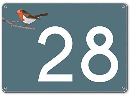 banjado® Hausnummernschild personalisierbar Motiv abstrakter Vogel - Hausschild personalisiert Draußen mit Straßennamen möglich - Hausnummernschild Edelstahl versch. Motive - inkl. Montagematerial