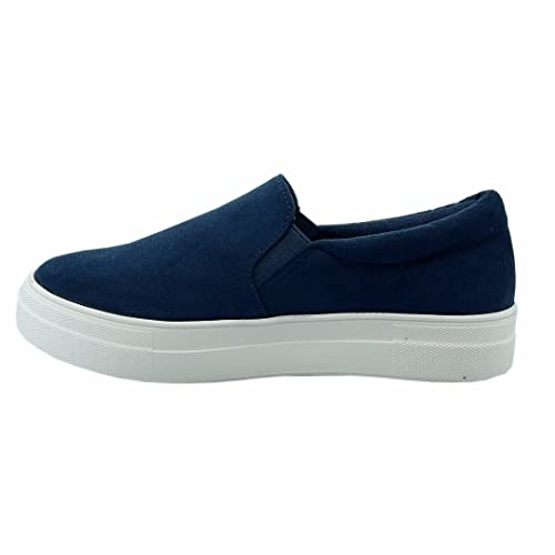 Soda Topshoe Ave Wanderschuhe, Plateau-Sneaker mit gepolstertem Schaumstoff, Marineblaues Velours, 38 EU