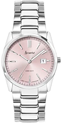 Accurist Everyday Womens Analogue Watch 30mm dial Silver Stainless Steel | 50 Metres Water Resistance, sunray dial, date display