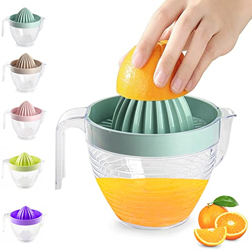 Plastic Citrus Lemon Orange Juicer Plastic Manual Hand Squeezer Fruit Juicer for Lime Fresh, Water Melon, Strawberry, Blueberry, Grapes Healthy Juice (MintGreen with Transparent Jug)