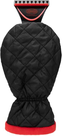 HEYNER® Eiskratzer mit Handschuh Scheibenkratzer ABS-Klinge 10cm Eisschaber mit Fleece-Innenfutter mit Steppnaht und Gummizug Winterzubehör Größe 360x180mm