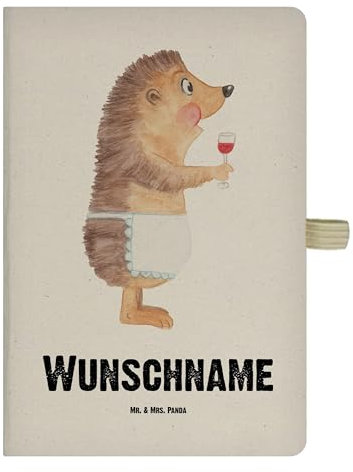 Mr. & Mrs. Panda Notizheft personalisiert Igel Wein - Personalisierte Geschenke, Buch, Notizbuch personalisierbar, Personalisiertes, trinken, Spruch, Weinglas, Rotwein, Weißwein, Skizzenbuch