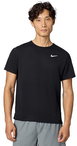 NIKE DV9315-010 M NK DF UV Miler SS T-Shirt Herren Schwarz/reflektierender Silv Größe 3XL
