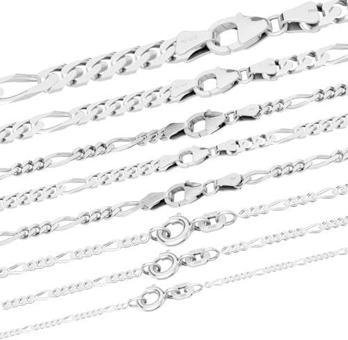hoplo holzenplotz Silberkette Echt 925 Sterlingsilber Figarokette diamantiert Silber Halskette - Damenkette und Herrenkette Made in Germany, Breite:6.0 mm, Länge:55 cm
