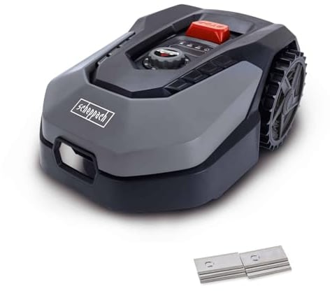 Scheppach Mähroboter RLM500W bis zu 500qm² - inkl. Ersatzmesser | 18cm Schnittbreite | 20-60 mm Schnitthöhe | Regensensor | WiFi & BT | App gesteuert | 35% Steigung | inkl. Station & Zubehör