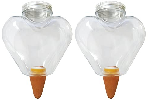 Arrosage Plante Interieur Terre Cuite, Arrosage Automatique Interieur, Boule D'arrosage Des Plantes, Cone D Arrosage Céramique Et Plastique, Bille Argile Distributeur D'eau Pour Plantes (Cœur)