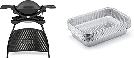 WEBER Barbecue électrique Weber Q 1400 Stand Electric Grill & 6415 Lèchefrites Barquette Aluminium - Lot de 10