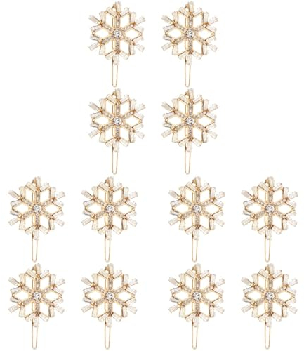 minkissy 12 Stück Haarklammer Gold Schneeflocken Haarnadel Aus Metall Mit Strasssteinen Bobby Pins Für Damen Und Mädchen Weihnachts-Haarschmuck