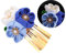 Beavorty Pince à Cheveux Japonaise Fleurs Avec Accessoire Élégant Pour Kimono Et Costumes Traditionnels Bleu