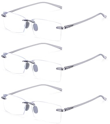 TERAISE Randlose Lesebrille Bequeme Leichte Rahmenlose Leser Männer Frauen Blaues Licht Blocking Computer Brillen(1.0X)