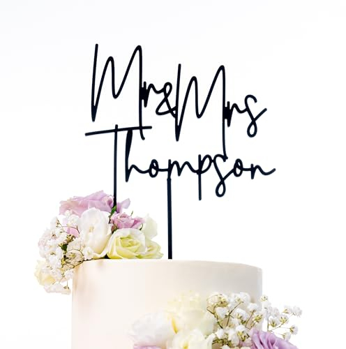 Wedding Cake Topper, Personalised Acrylic Cake Decor, Mr & Mrs Gold Cake Topper, Custom Engagement Gift, Rustic Cake Decoration