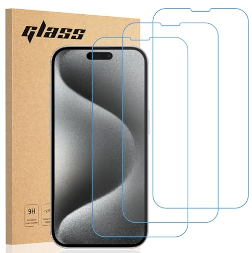 gueche 3 Stück für iPhone 15 Pro Schutzfolie, Frei von Kratzern, 9H Härte, HD Displayschutzfolie, Ultra-klar, Ultrabeständig, Panzer Schutz Glas für iPhone 15 Pro Splitterfest schutzglas 5G