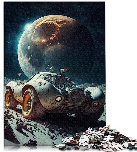 Vintage Car On The moon 1000 Large Piece Jigsaw Puzzle for Adults Wooden Jigsaw Puzzles Game Toys 19.7x29.5inch