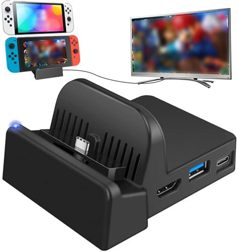 Switch Dock per Nintendo Switch, Dock TV portatile per Switch con porta di ricarica 4K HDMI/USB 3.0/USB-C, Sostituzione ufficiale del dock per Switch