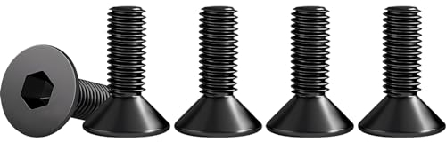 Drenky 50 Pièces Vis à Tête Fraisée M4 X 12mm à Six Pans Creux en Acier Inoxydable A2 V2A Filetage Complet Norme DIN 7991 / ISO 10642 Vis Hexagonales, Noir