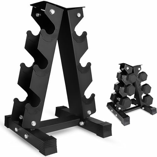 FK Sports Dumbbell Rack Storage Stand Tree 3tier, 5tier, 6tier, 9tier Hex Vertical Weight Wide Home Gym fitness | Dumbbells Holder Home Fitness Weight Rack Durable Steel (3-tier Black)