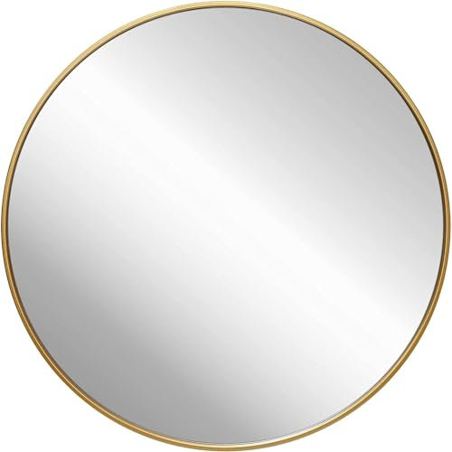 ZENIDA Round Mirror for Wall, 80x80 cm Metal Framed Circle, Large Bathroom, Gold for Living Room, Bedroom, Entryway Decor