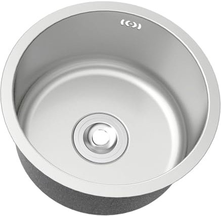 JISADER Fregadero de cocina bajo montaje, 7 de profundidad, fregadero con encimera de redonda, diseño de drenaje rápido, tazón individual pequeño
