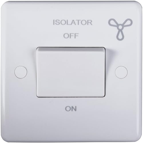 1 Gang 6A Extractor Fan Isolator Switch WHITE PLASTIC 3 Pole Shower Bathroom - 230V Bathroom Wetroom Fan Switch Wall Plate
