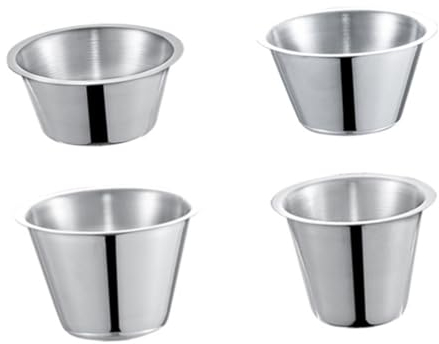 Garneck 4pcs Stainless Steel Sauce Dishes Round Ramekins Easy Clean Rustproof for Western Food