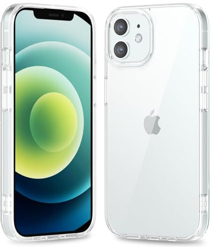 oakxco Thin Slim Clear case for iPhone 12/ iPhone 12 Pro, Transparent Hybrid Hard Shell Plastic & Soft Silicone Rubber Bumper, Non-Yellow Acrylic Protective Lightweight Cover for Women, Clear
