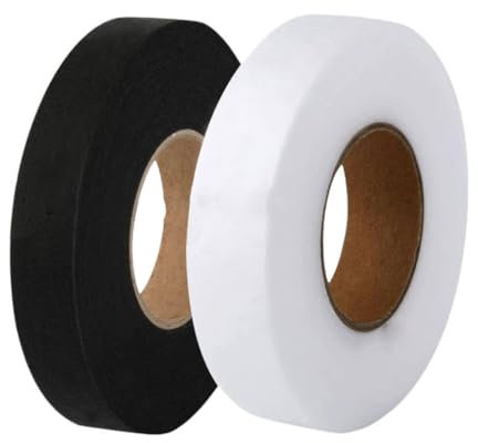 2 Pack Iron on Hemming Web(64 Meters/Roll) Tape for Trousers, Wonder Web Hemming Tape, 70 Yards Iron On Hem Tape,Sewing Tape for Jeans,Splicing Fabrics,Curtain,Garment,Cloth, 2 cm Wide, Black + White