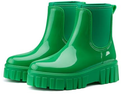AONETIGER Stivali Pioggia Donna Impermeabile Stivali Gomma Leggere Antiscivolo Chelsea Stivaletti Outdoor Antivento Ankle Boot (05 Verde,39EU)