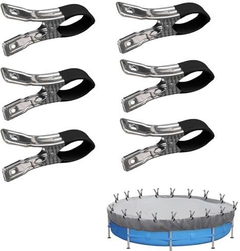 Lot de 6 pinces en métal pour piscines hors-sol, pinces de serrage avec forte force de serrage, serre-joints à ressort avec film de protection pour collage, photographie, piscine (6 clips buccaux