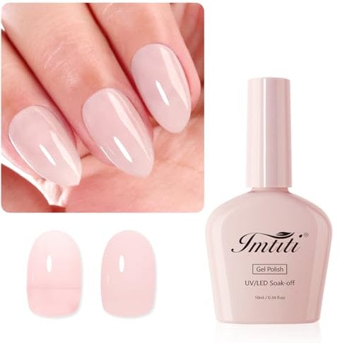 Imtiti Jelly UV Nagellack, Nackt Transparent UV Gel Nagellack Soak Off Led Gelee Gel Nail Polish Frühling Sommer Gel Nagellack DIY Nagel Kunst Starter Maniküre Salon Gellack Kit 10ML