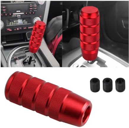 CGEAMDY Manueller Schalthebel Getriebekopf Schalthebelknauf, Schalthebelknauf Aus Aluminiumlegierung, 9.5cm Automobil LKW Motorsport Manueller Stick Schaltknauf, Dekoratives Autozubehör(Rot)