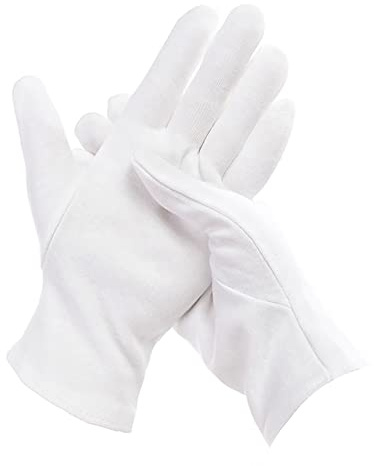 Guantes de Algodón,Trabajo Blanco Guantes de Inspección para la Inspección de Taller de Bodas Granja de Jardín Joyería Foto 12 pares 24cm