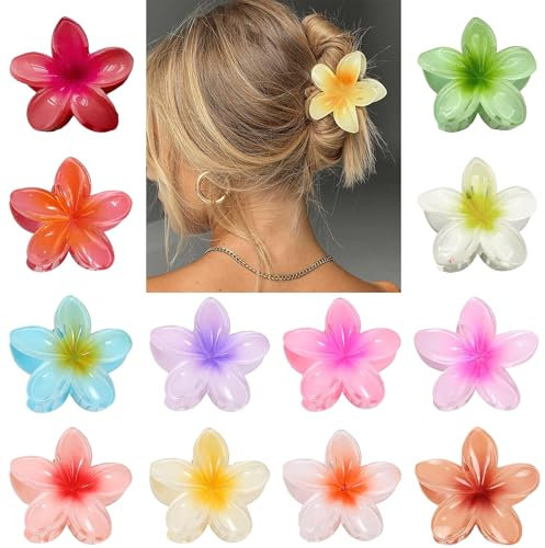 Fermaglio per Capelli a Fiore,12 Pezzi Fermagli per artigli per Capelli Spessi,Fermagli Per Capelli Da Donna,Pinze per Capelli Fiori Clip Artiglio (A)