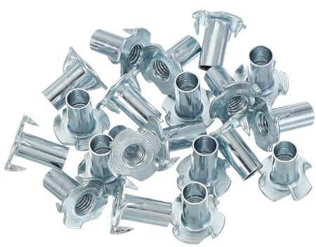 PATIKIL M8 T-Nuts, 20 Pcs Zinc Plated Steel 4-Pronged Tee Blind Nut 18 mm Length Four-jaw t Nuts Threaded Inserts Hardware for Wood Furniture Cabinetry Rock Climbing Holds