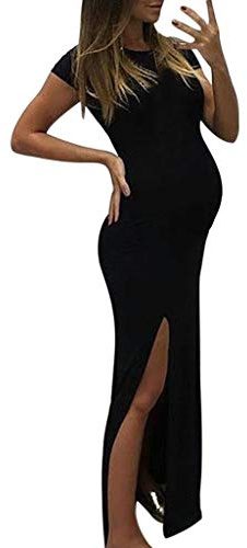 Robe Longue Grossesse Allaitement Vetement Femme Tenue Maternité Accouchement Dress Vêtements Robes De Soirée Taille Empire Mariage Soiree Rouge Noir Manche Enceinte Rose Hiver Nouvel an Noire
