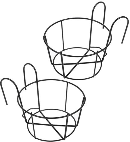 GARIOUANS Soporte para Plantas Colgantes de Hierro Negro 2 Piezas con Diseño Estable para Balcón y Cocina, Adecuado para Macetas y Jardineras en Barandillas y Mesas