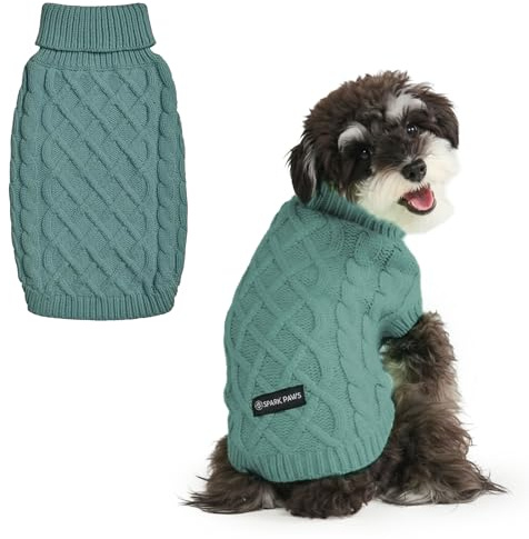 Spark Paws Strickpullover für Hunde – Winterkleidung, Klein, Mittel, Groß | Stretchkragen, Bündchen und Saum, tiefer V-Ausschnitt, weiches Polycore-Garn, maschinenwaschbar