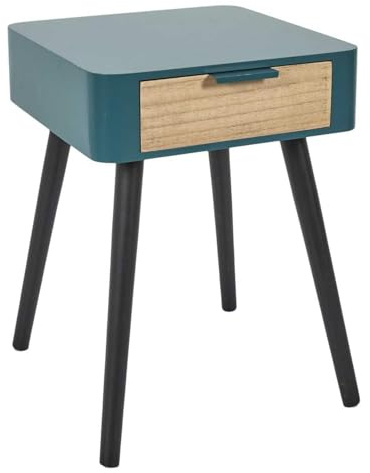 HowHomely Nachttisch mit Schublade 35x40x48 cm – türkis Nachtkommode Beistelltisch modern Holzoptik skandinavisch Schlafzimmer Deko