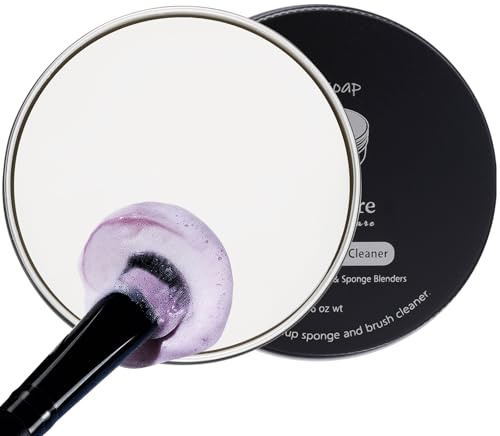 DUcare Solid Makeup Brush Cleaner Soap - Water-Activated Cleansing Bar | Vegan & Cruelty-Free, Gentle Coconut Oil Formula, Portable Travel Size with Storage Case, Brush & Sponge Cleaner (2.65 Oz)