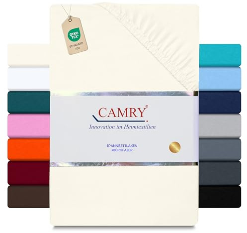 Camry Spannbettlaken 180x200 cm Natur Mikrofaser Spannbetttuch Oeko Tex Zertifiziert