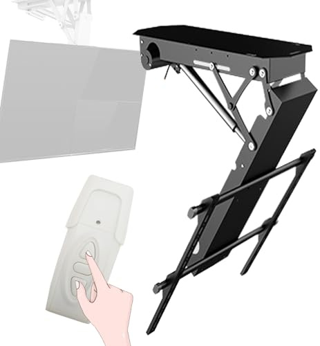 Electric Flip Down TV Wall Mount for 32 to 65 inch TVs, Motorised TV Bracket 0-75° Angle Adjustment, VESA 600 x 600mm for Flat and Pitched Roofs