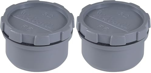 TAMPON DE VISITE MALE FEMELLE 32 40 50 PVC GRIS BOUCHON EVIER PLOMBERIE VASQUE EVACUTATION EAUX USEES MANCHON RACCORD (Diamètre 50mm) (Lot de 2)