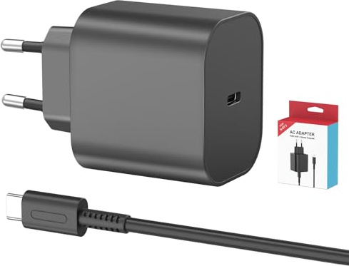 Netzteil für Switch 2, 60W Ladegerät mit 1.5M/5FT USB-C Ladekabel Kompatibel mit Nintendo Switch/OLED/Lite/Dock/Pro Controller/Deck, Unterstützt 4K-TV Modus